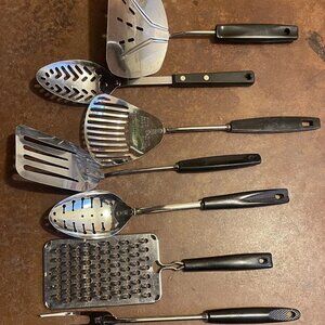 VTG SET LOT 7 Ecko Flint Foley Slotted Spatula Spoon Kitchamajig Chromium USA